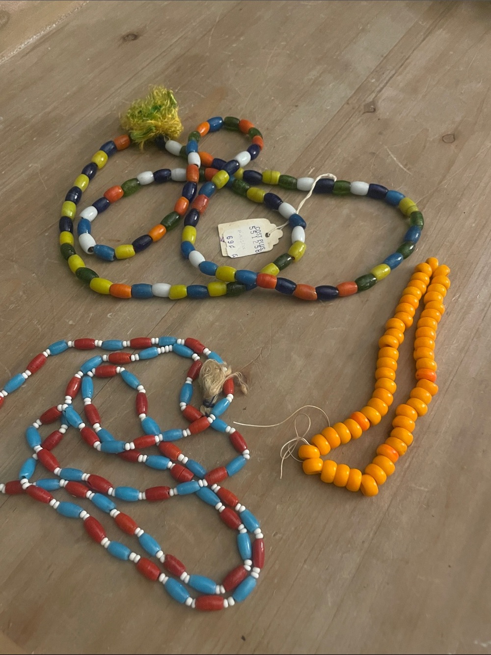 Vintage Ceramic cost plus 1970s multi color and Orange Beaded strands  (3)